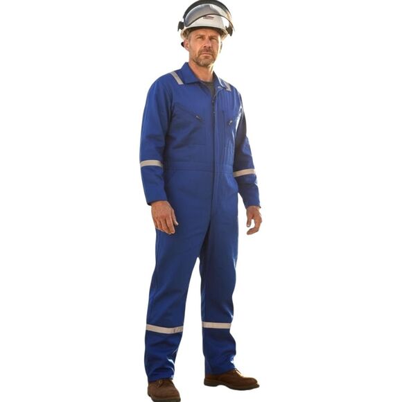 Wenaas Flame Resistant Coveralls Mens 48 Blue Reflective NFPA 2112 HRC 2 FRC-X - Picture 1 of 13